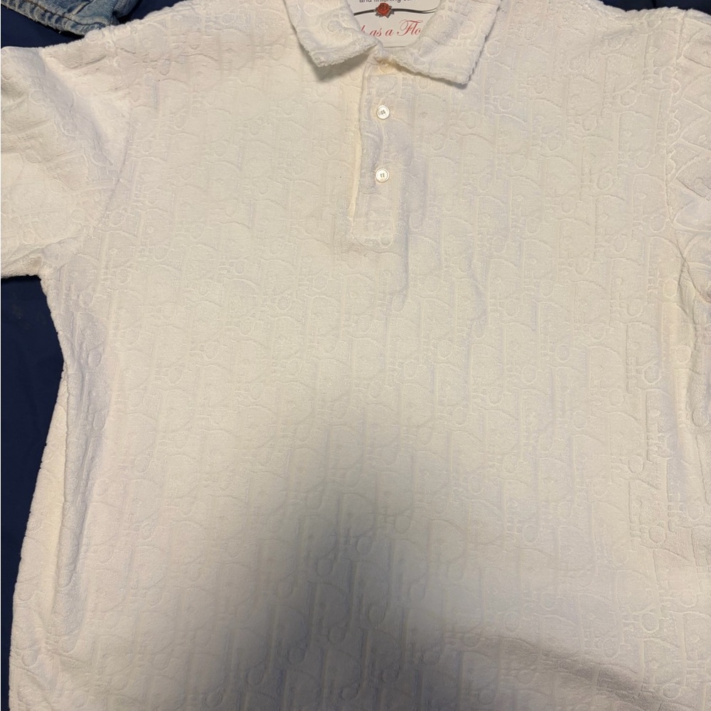 Dior Textured White Polo Shirt